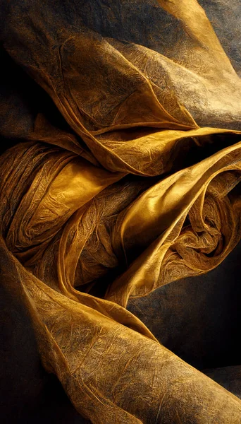 Luxus Arany Szövet Gyönyörű Redők Elegáns Dekoratív Vagy Barokk Kép — Stock Fotó