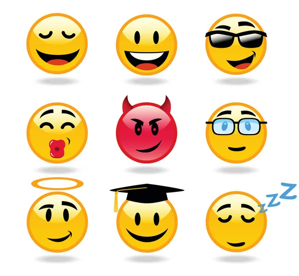 Ícones de caráter Emoticons — Vetor de Stock