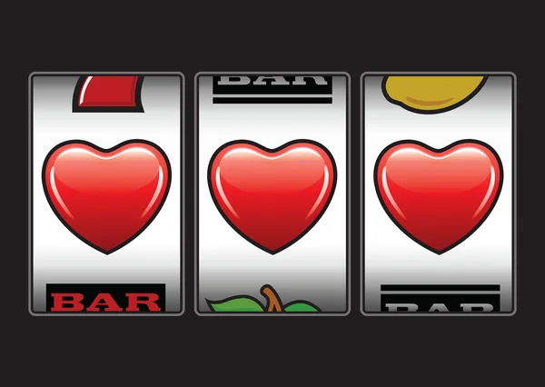 Triple hearts slots machine — Stock Vector