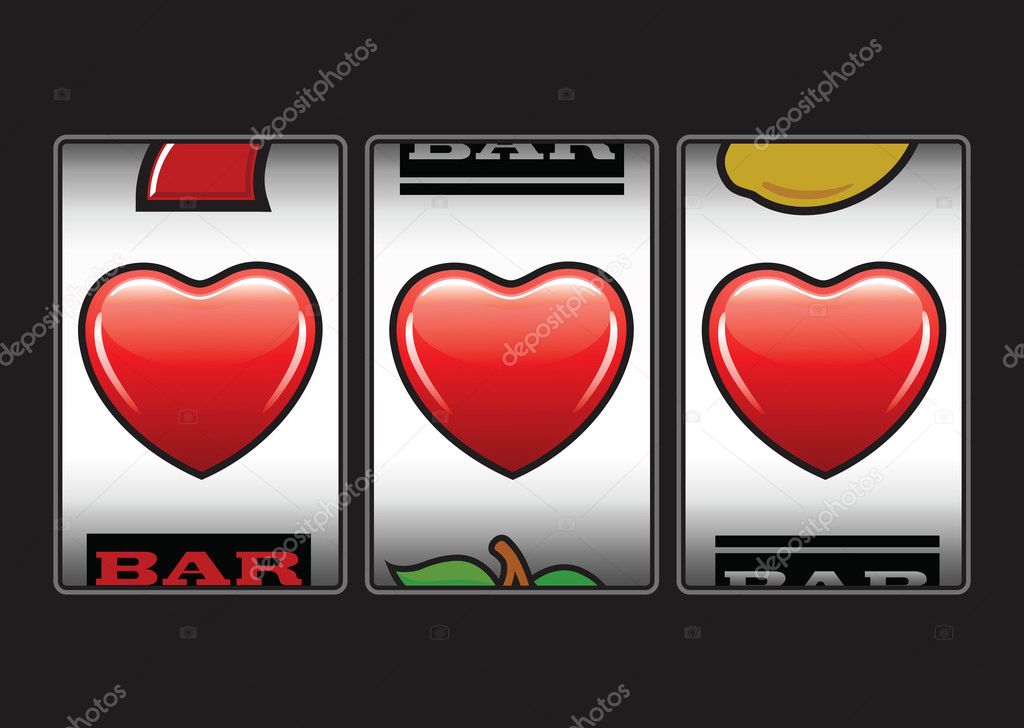 Winner triple hearts at slot machine