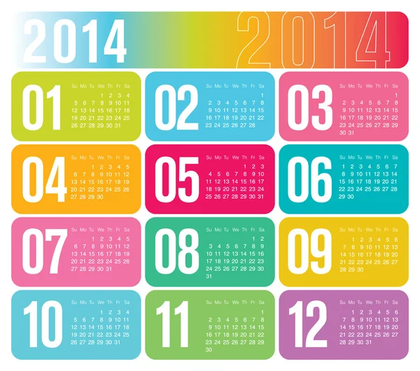 2014 Yearly Calendar — Stock Vector