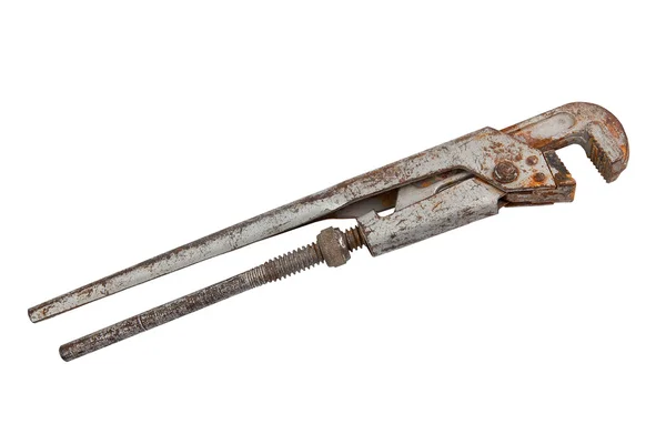 Vintage pipe wrench geïsoleerd — Stockfoto