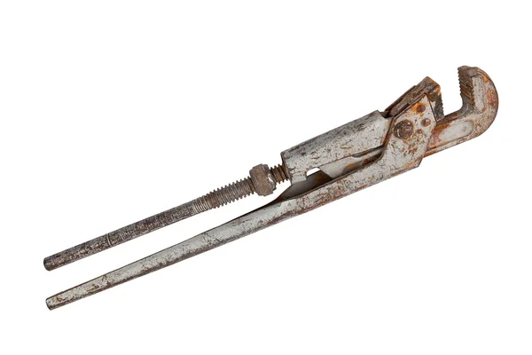 Vintage pipe wrench geïsoleerd — Stockfoto