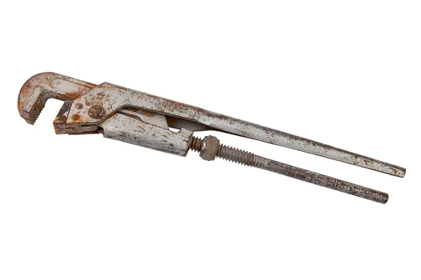 Vintage pipe wrench geïsoleerd — Stockfoto