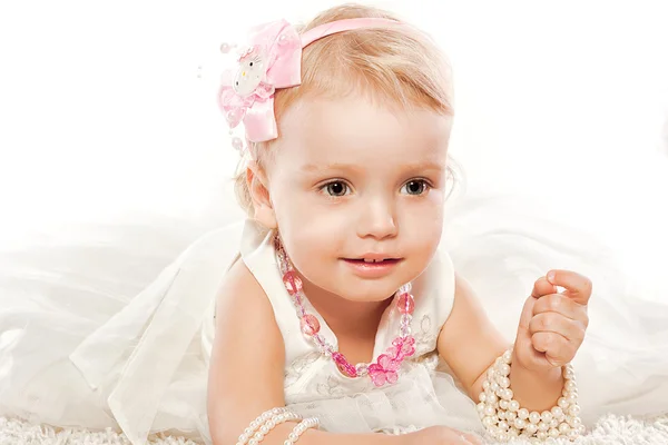 Fashion victim little princess girl portrait — Stock Photo, Image