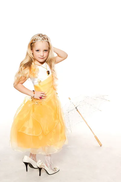 Fashion victim little princess girl portrait — Stock Photo, Image