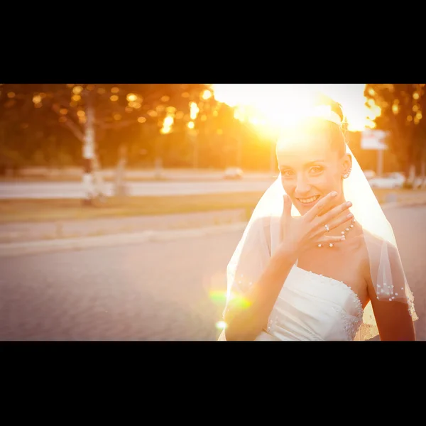 Bride on sunset — Stock Photo, Image