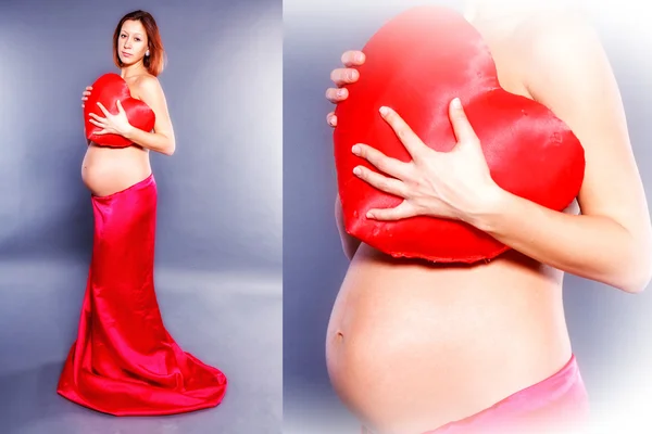 Beauty pregnant on black background — Stock Photo, Image