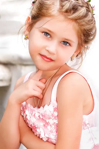 Fashion victim little princess girl portrait — Stock Photo, Image