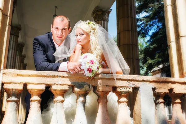 Ein Porträt der schönen neuen Braut und des Bräutigams — Stockfoto