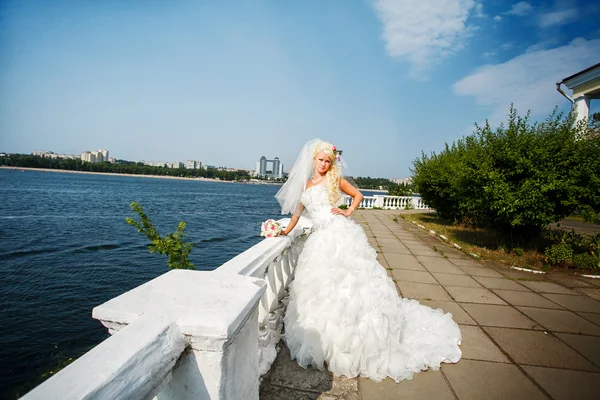 Portrait of an young bride with beautiful wedding hairstyle — Stock Photo, Image