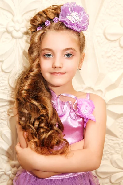 Fashion victim little princess girl portrait — Stock Photo, Image