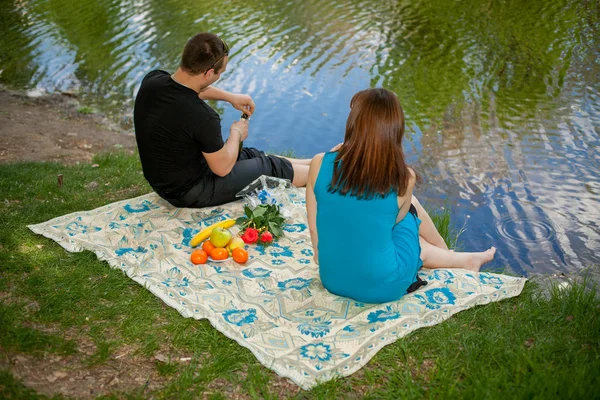 Young couple in love outdoor — Stock Photo, Image