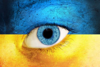 soyut göz ile Ukrayna bayrağı