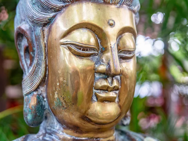 Primo Piano Dell Immagine Buddha Tempio Gangaramaya Colombo Sri Lanka — Foto Stock