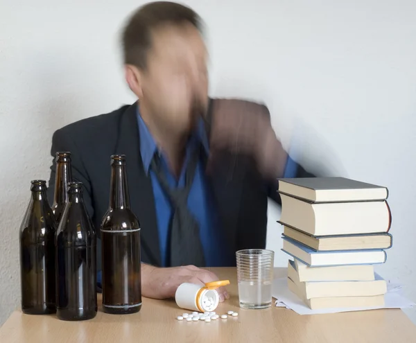 Drugs, books and beer — Stock Photo, Image