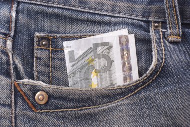 cebinde beş euro banknot