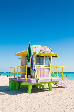 South Beach, Miami Beach, Florida 'daki Renkli Cankurtaran Kulesi
