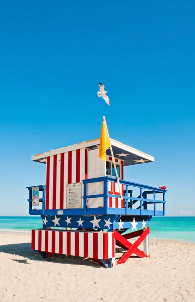 Lifeguard Tower in South Beach, Miami Beach, Florida Stock Photo