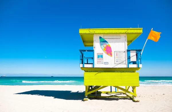 Colorata torre di salvataggio a Miami Beach, Florida Immagine Stock