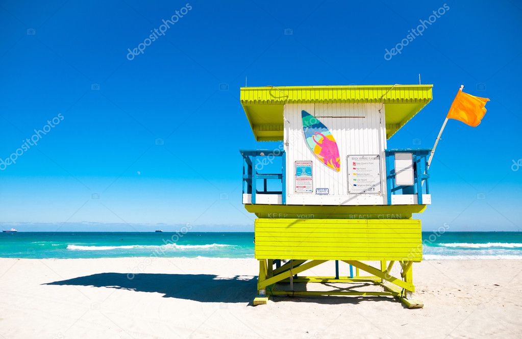 Colorful Lifeguard Tower in Miami Beach, Florida
