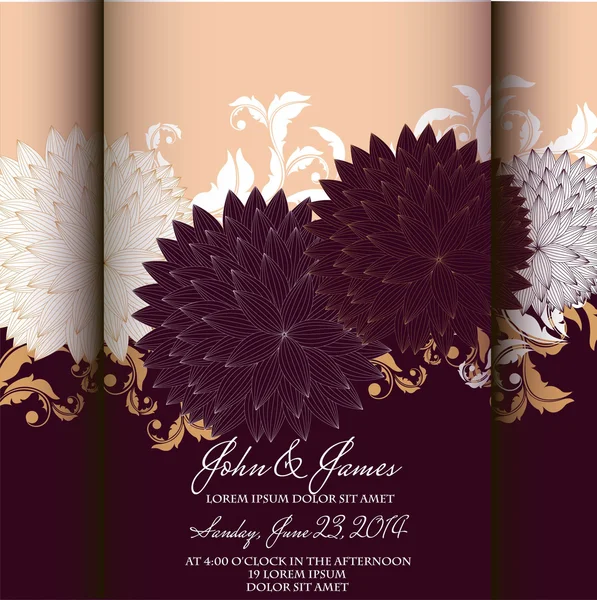 Invitation or wedding card with abstract floral background. — Stock Vector