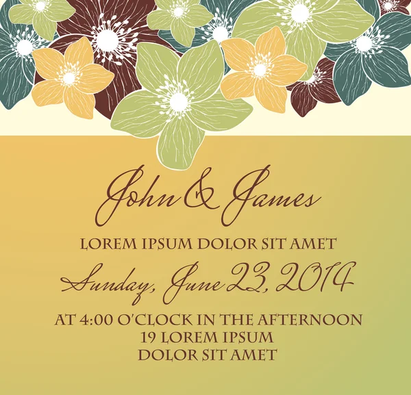 Invitation ou carte de mariage avec fond floral abstrait. — Image vectorielle