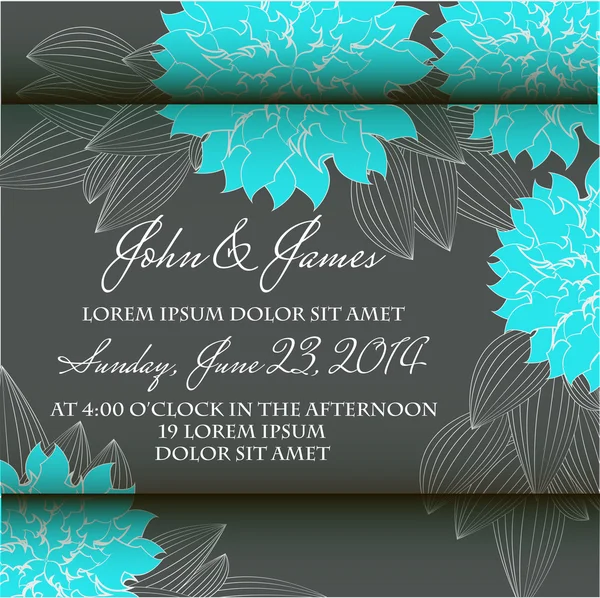 Uitnodiging of trouwkaart met abstracte bloemenachtergrond. — Stockvector