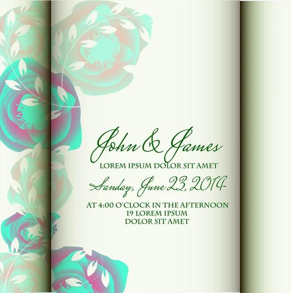 Invitation or wedding card with abstract floral background. — Stock Vector