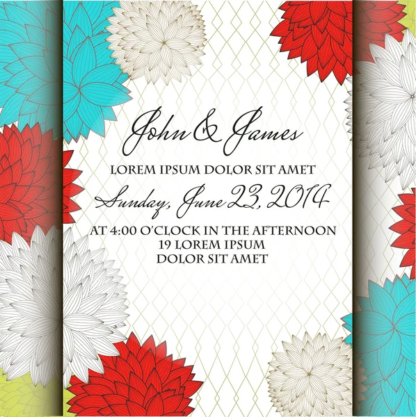 Uitnodiging of trouwkaart met abstracte bloemenachtergrond. — Stockvector