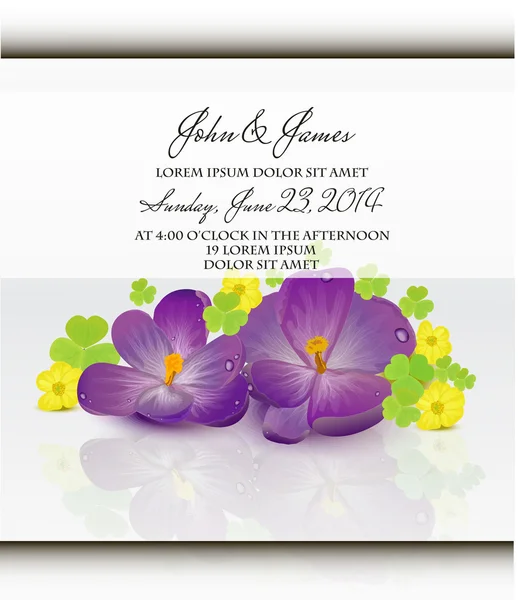 抽象的な花の背景を持つ招待状または結婚式カード. — ストックベクタ