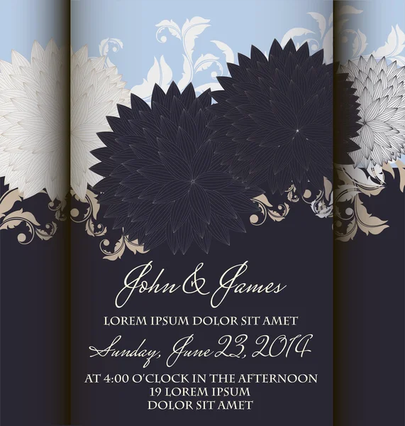 Convite ou cartão de casamento com fundo floral abstrato. — Vetor de Stock