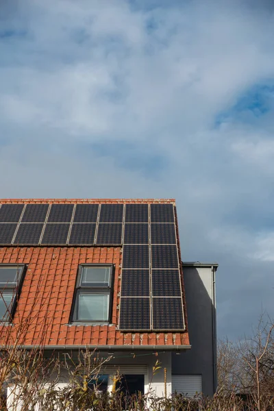 Rooftop Solar Panels Spring Day — Stock Photo, Image