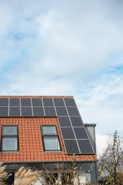 Rooftop Solar Panels Spring Day — Stock Photo, Image