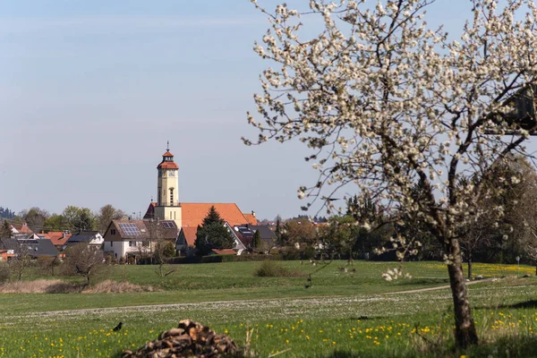Countryside Village German Landscape Springtime Sunny Afternoon — Stock Photo, Image