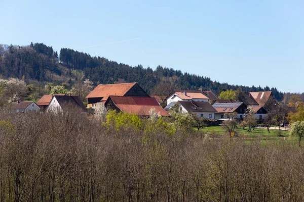 Countryside Village Nature German Landscape Springtime Sunny Afternoon — 스톡 사진