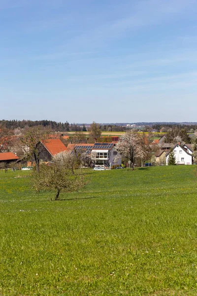 Countryside Village Nature German Landscape Springtime Sunny Afternoon — стоковое фото