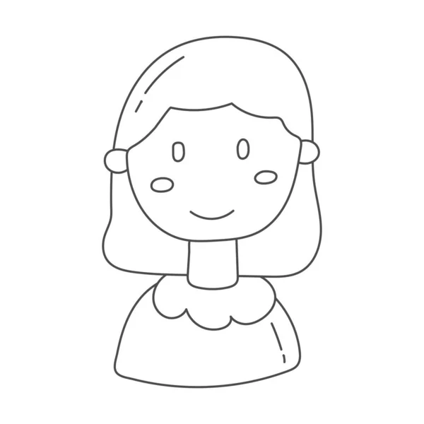 Menina Cabelo Curto Sorrindo Mão Desenhada Ilustração Gráfico Desenho Vetor —  Vetores de Stock