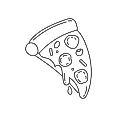 Bir dilim pizza el çizimi vektör çizimi restoran veya yemek işi için uygundur