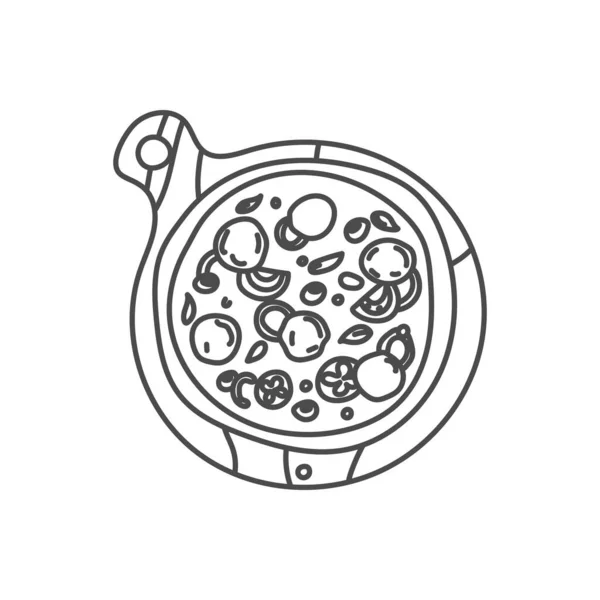 Ilustração Vetorial Desenho Manual Pizza Completa Adequada Para Restaurante Negócio —  Vetores de Stock