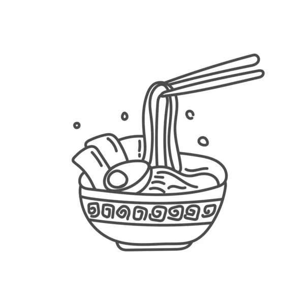 Ramen Fideos Mano Dibujar Ilustración Vectorial Adecuado Para Restaurante Negocio — Archivo Imágenes Vectoriales