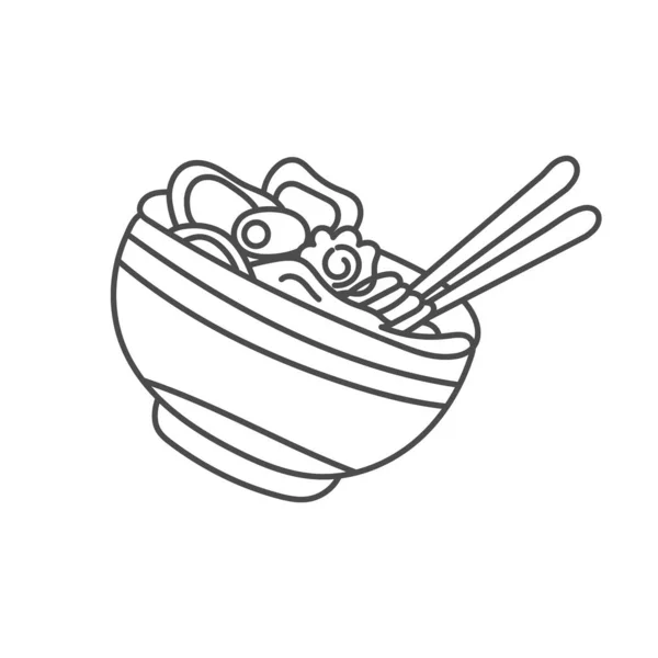 Plantilla Diseño Ilustración Vectores Dibujo Mano Fideos Ramen Japonés Adecuado — Vector de stock