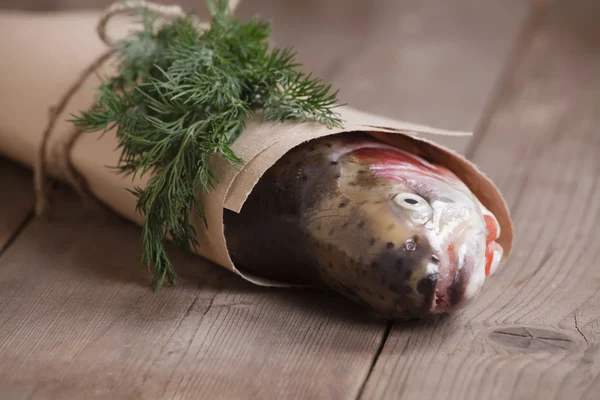 Salmon with greenery — Stock Photo, Image