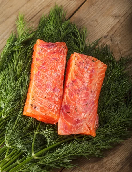 Salty salmon pieces — Stock Photo, Image