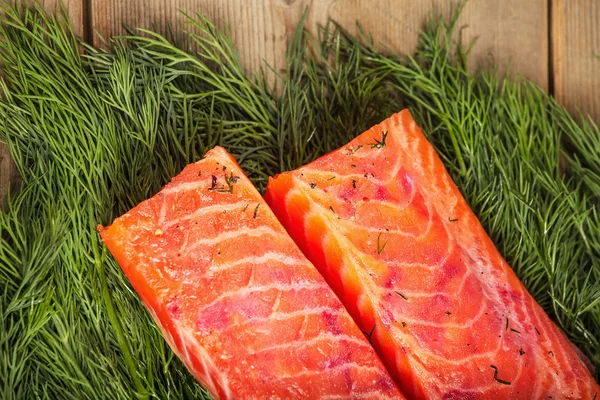 Big pieces of salty salmon — Stock Photo, Image