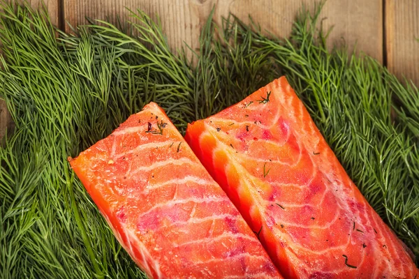 Big pieces of salty salmon Royalty Free Stock Photos