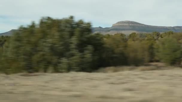 Vägresa från Grand Canyon, Arizona USA. Kör bil, väg till Las Vegas Nevada. Liftar i Amerika, lokal resa, vilda västern lugn atmosfär, indianland. Vildmarksfönster genom bilfönstret. — Stockvideo