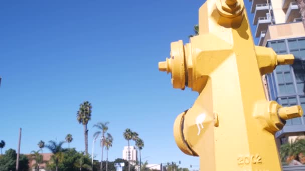 Sarı itfaiye yangın söndürücü şehir caddesi, California itfaiyesi, ABD — Stok video