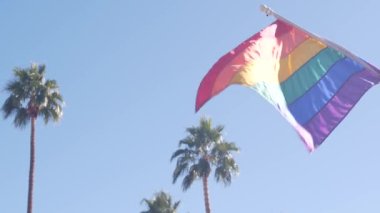 Gökkuşağı LGBTQ bayrağı. Eşit haklar, cinsel azınlıklar, cinsiyet farklılığı, gey gururu