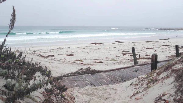 Ocean Beach Sandy Dunes Monterey Nature California Misty Coast Eua — Fotografia de Stock